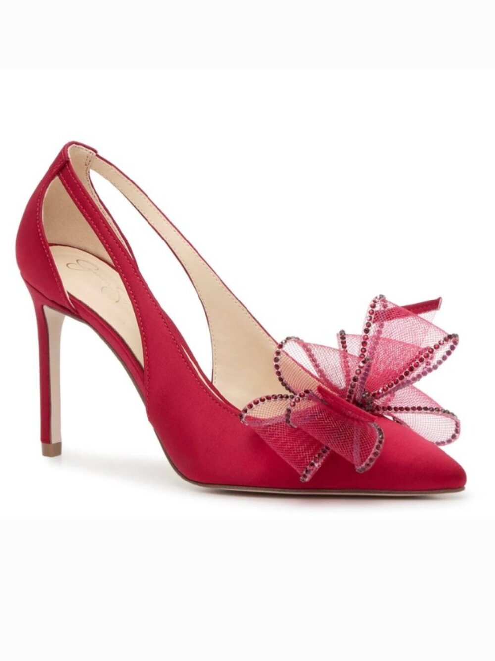 New JESSICA SIMPSON 9 8-8.5 Red Satin Bow COIRAH Pumps